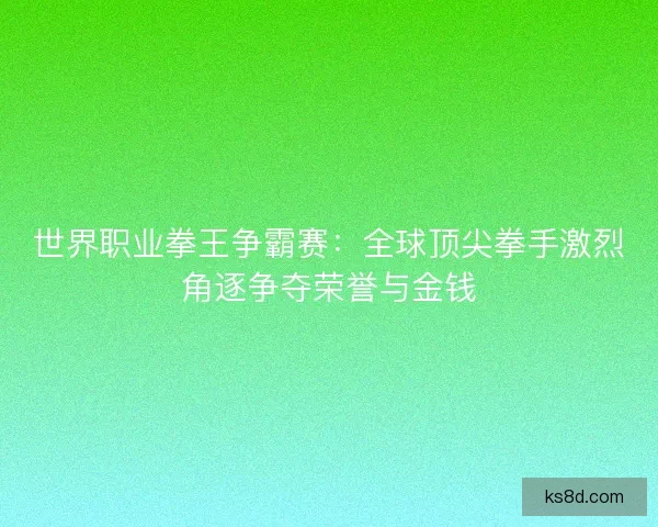 世界职业拳王争霸赛：全球顶尖拳手激烈角逐争夺荣誉与金钱